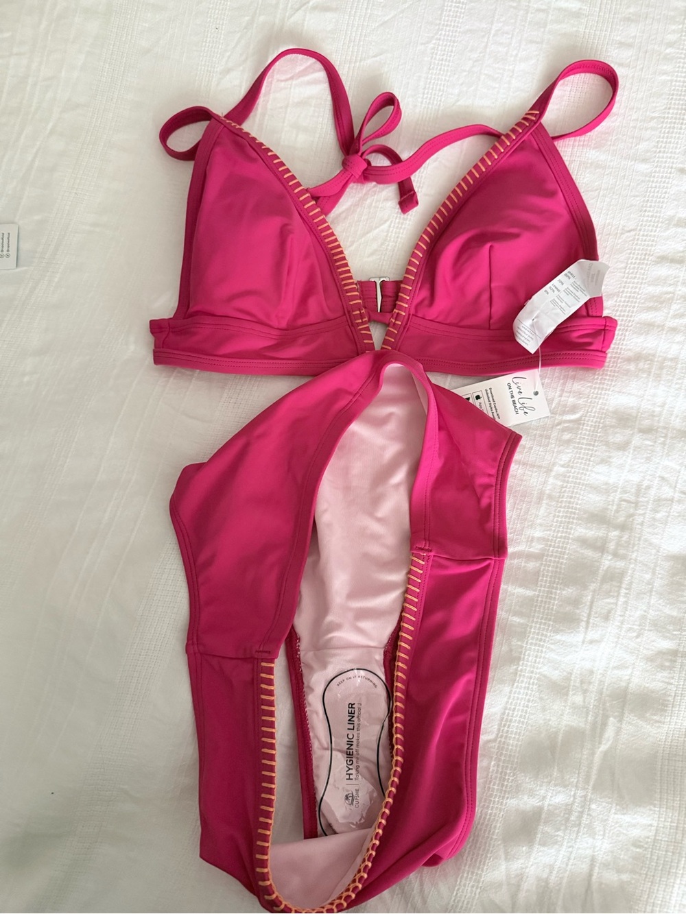 Cupshe Rose Pink V-Stitch Halter Bikini M - Picture 6 of 6